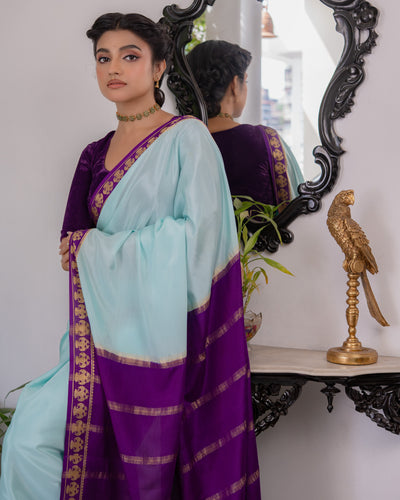 Blue Mysore Crepe Silk Saree