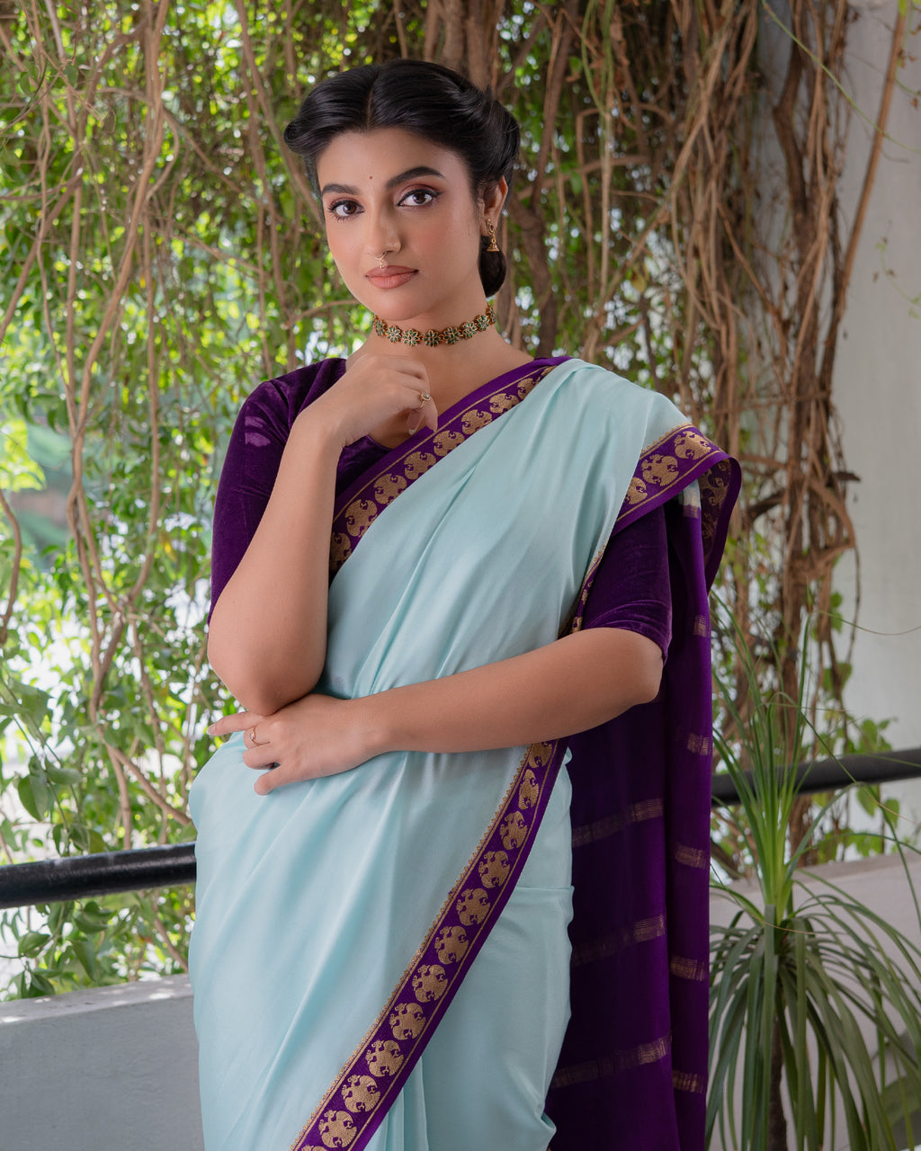 Blue Mysore Crepe Silk Saree