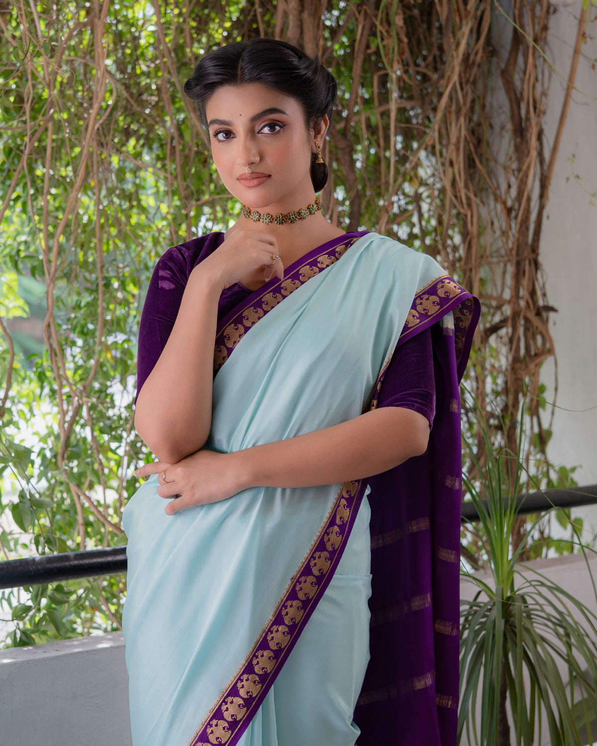 Blue Mysore Crepe Silk Saree