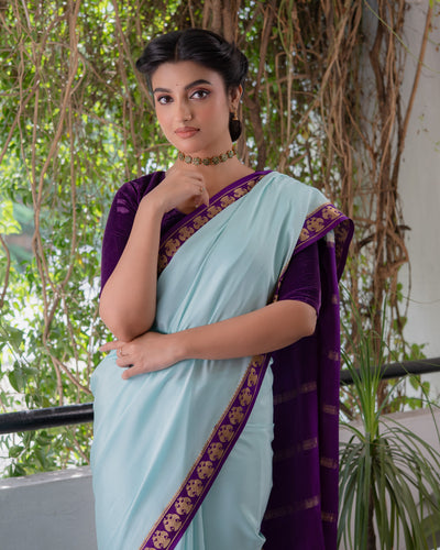 Blue Mysore Crepe Silk Saree