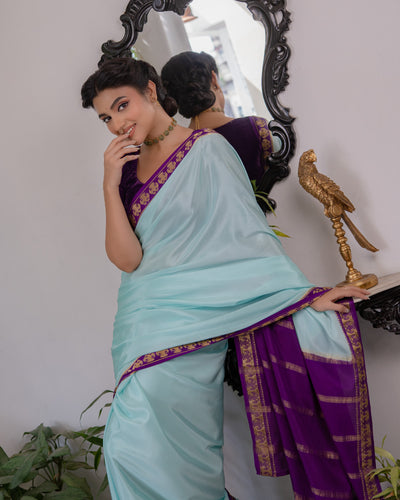 Blue Mysore Crepe Silk Saree