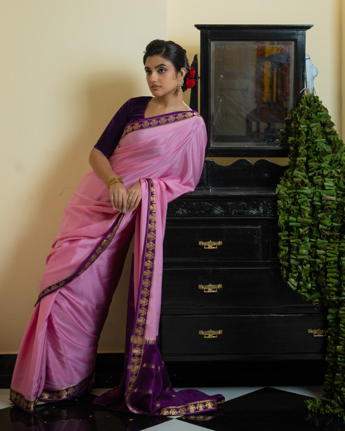 Pink Mysore Crepe Silk Saree