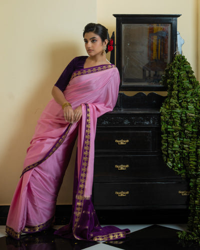Pink Mysore Crepe Silk Saree