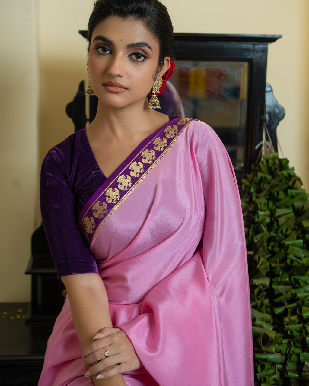 Pink Mysore Crepe Silk Saree