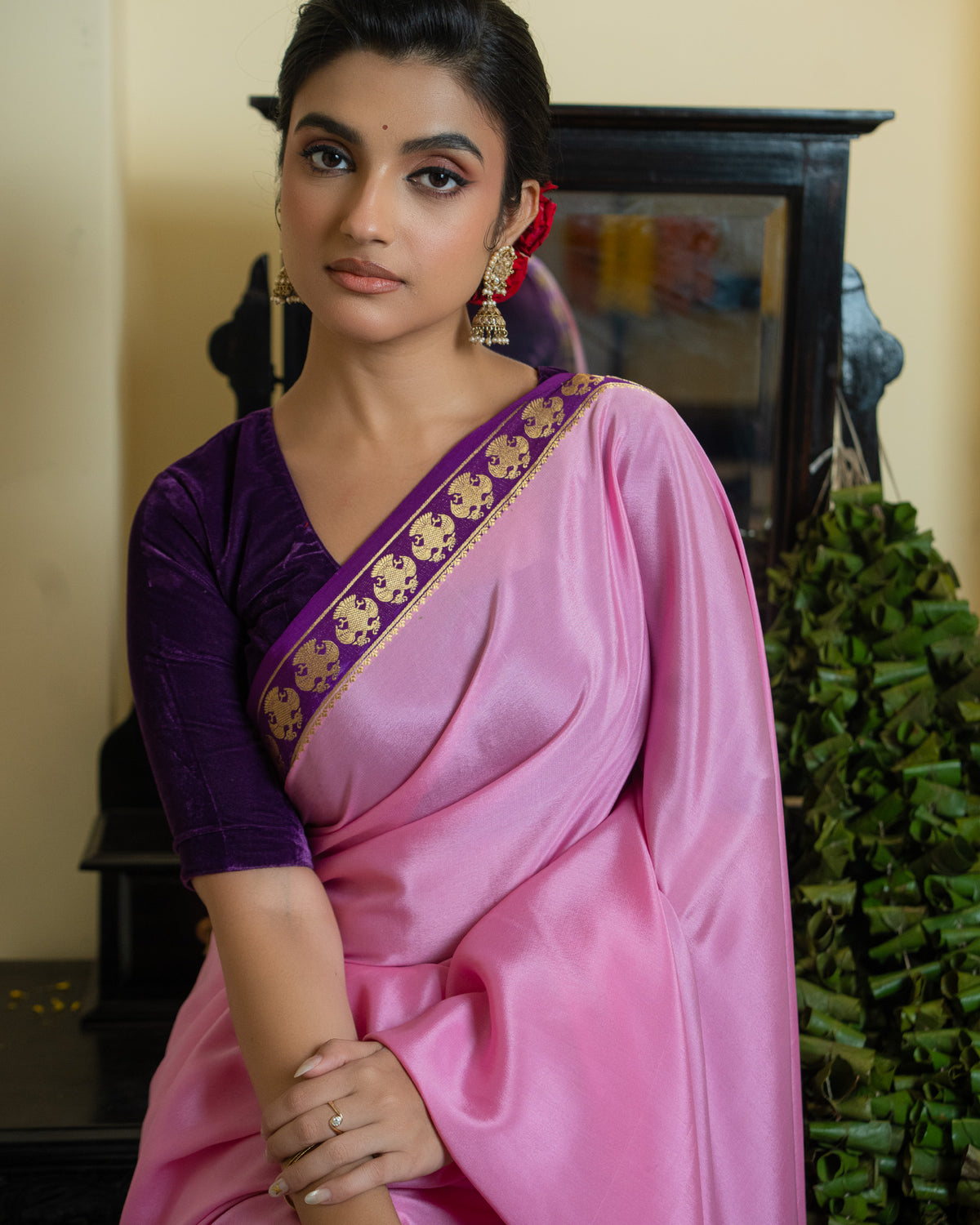Pink Mysore Crepe Silk Saree
