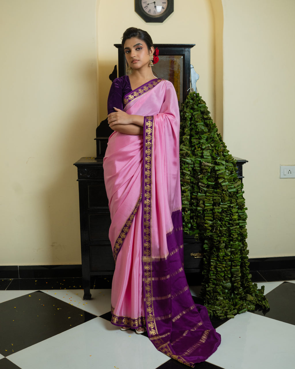 Pink Mysore Crepe Silk Saree