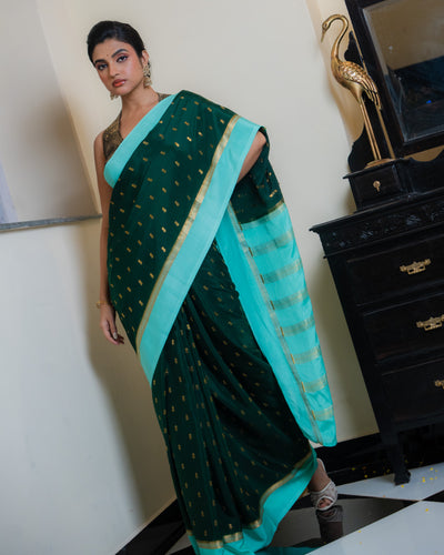 Green Mysore Crepe Silk Saree