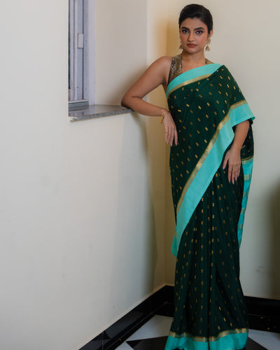 Green Mysore Crepe Silk Saree