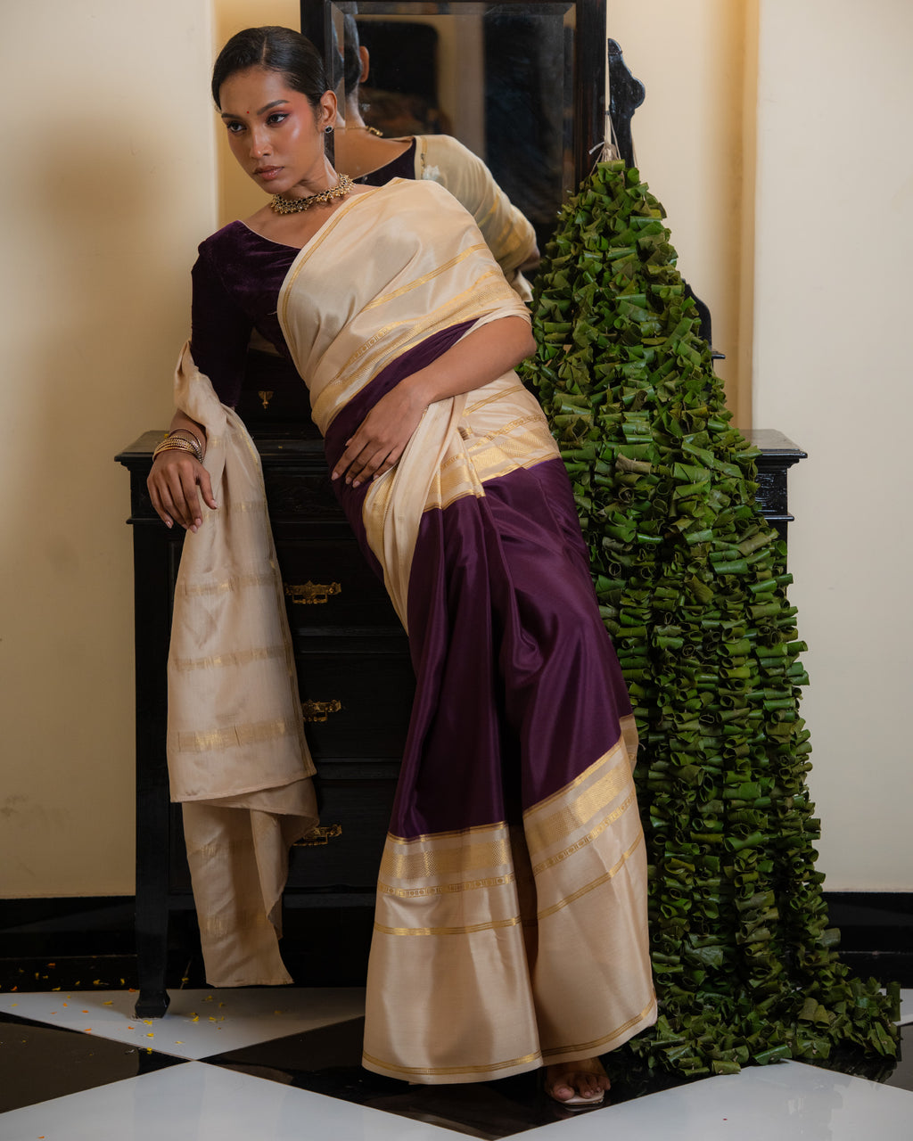 Purple Mysore Crepe Silk Saree