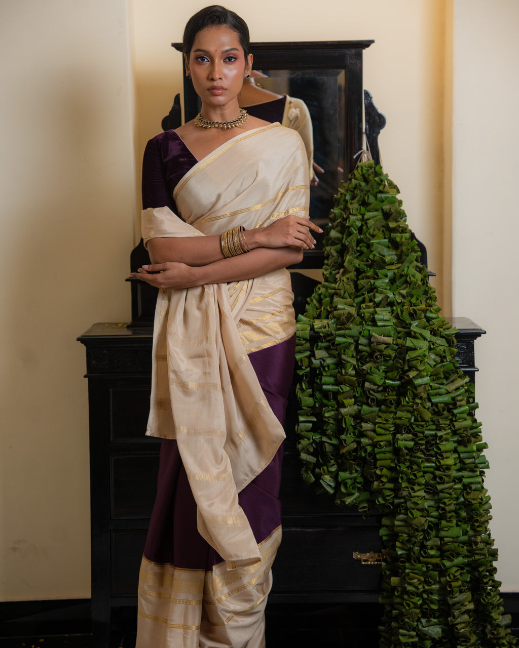 Purple Mysore Crepe Silk Saree