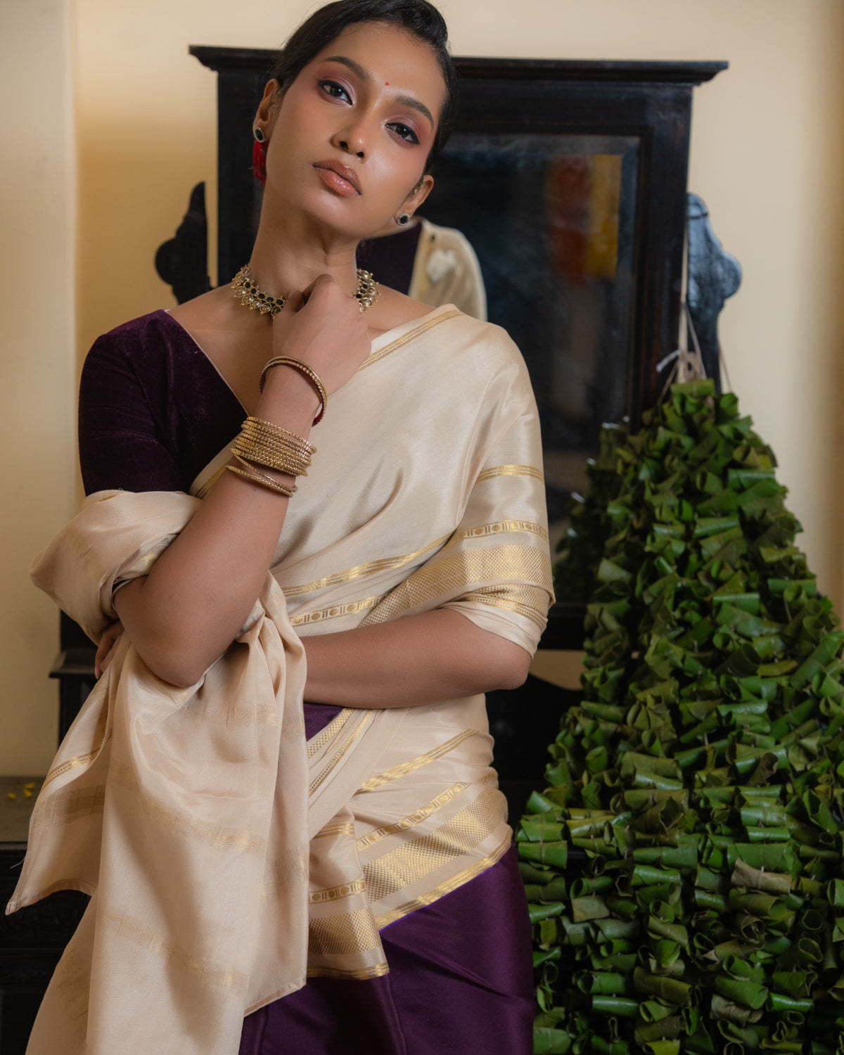 Purple Mysore Crepe Silk Saree