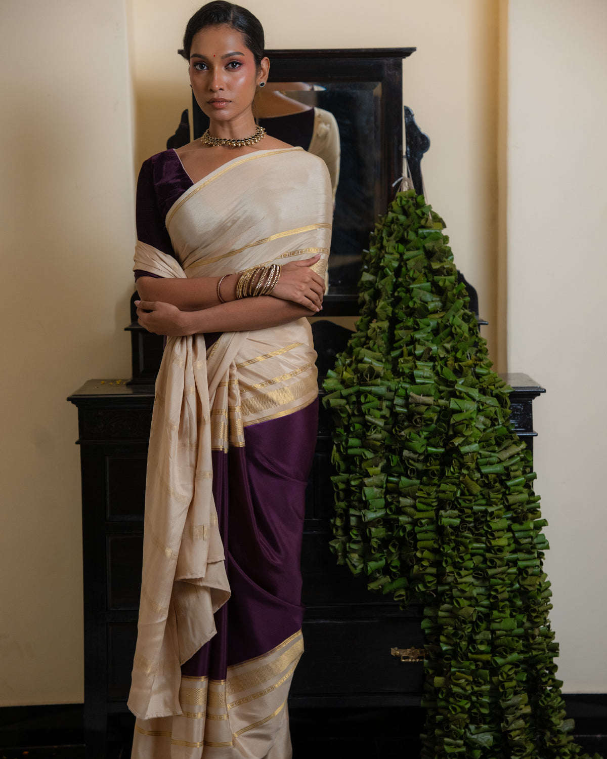 Purple Mysore Crepe Silk Saree
