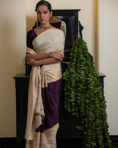 Purple Mysore Crepe Silk Saree