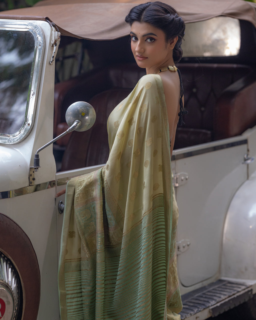 Green Mysore Crepe Silk Saree