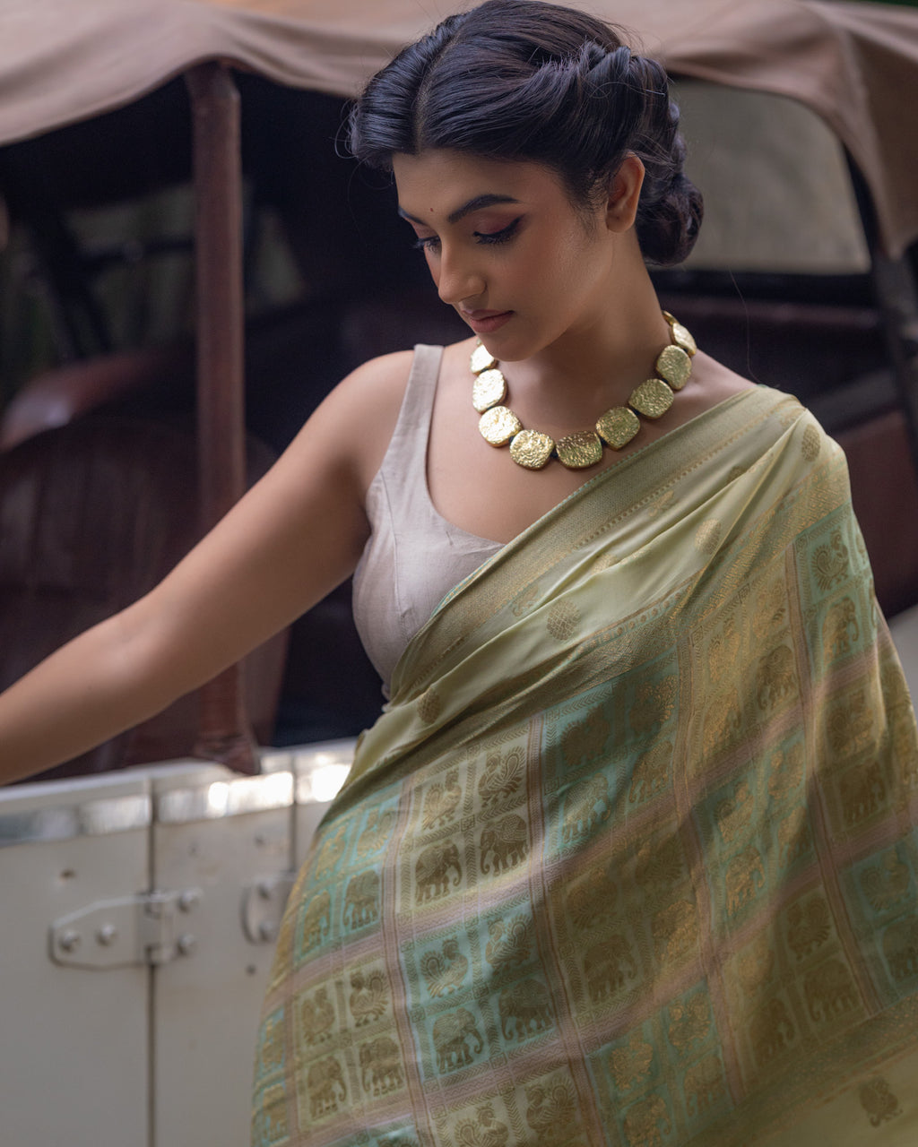Green Mysore Crepe Silk Saree