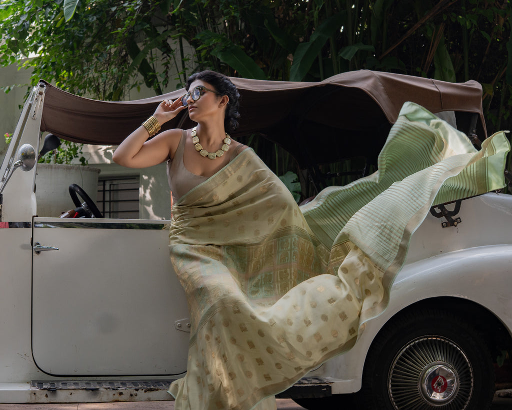 Green Mysore Crepe Silk Saree