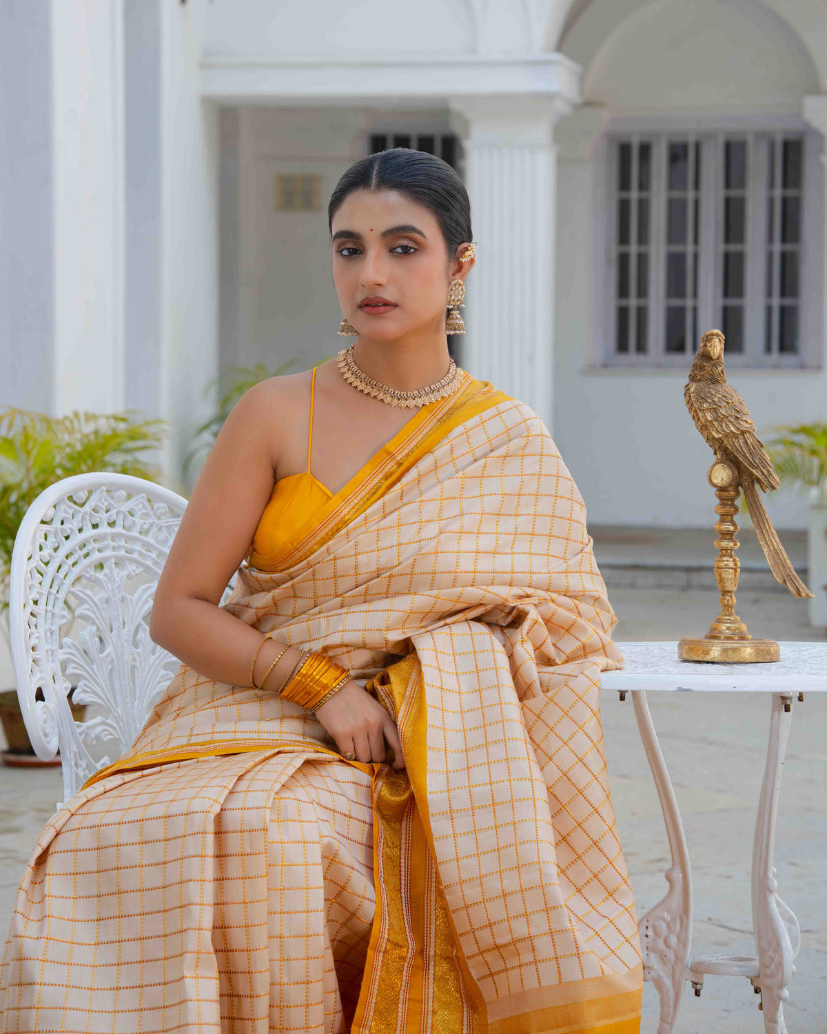 Off-White Kanchivaram Silk Saree