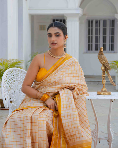 Off-White Kanchivaram Silk Saree