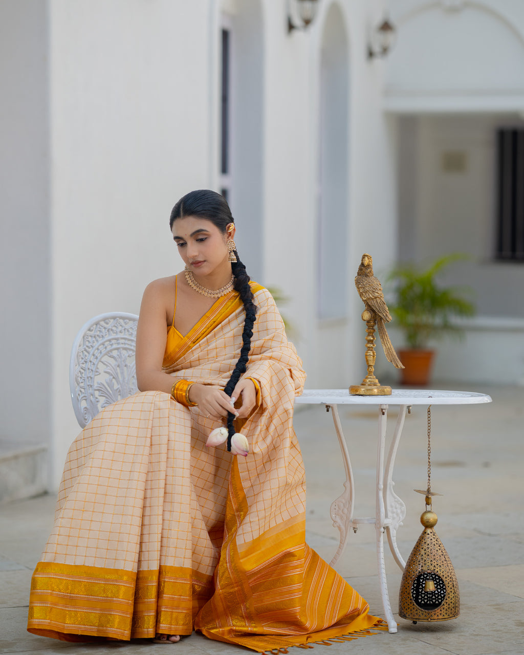 Off-White Kanchivaram Silk Saree