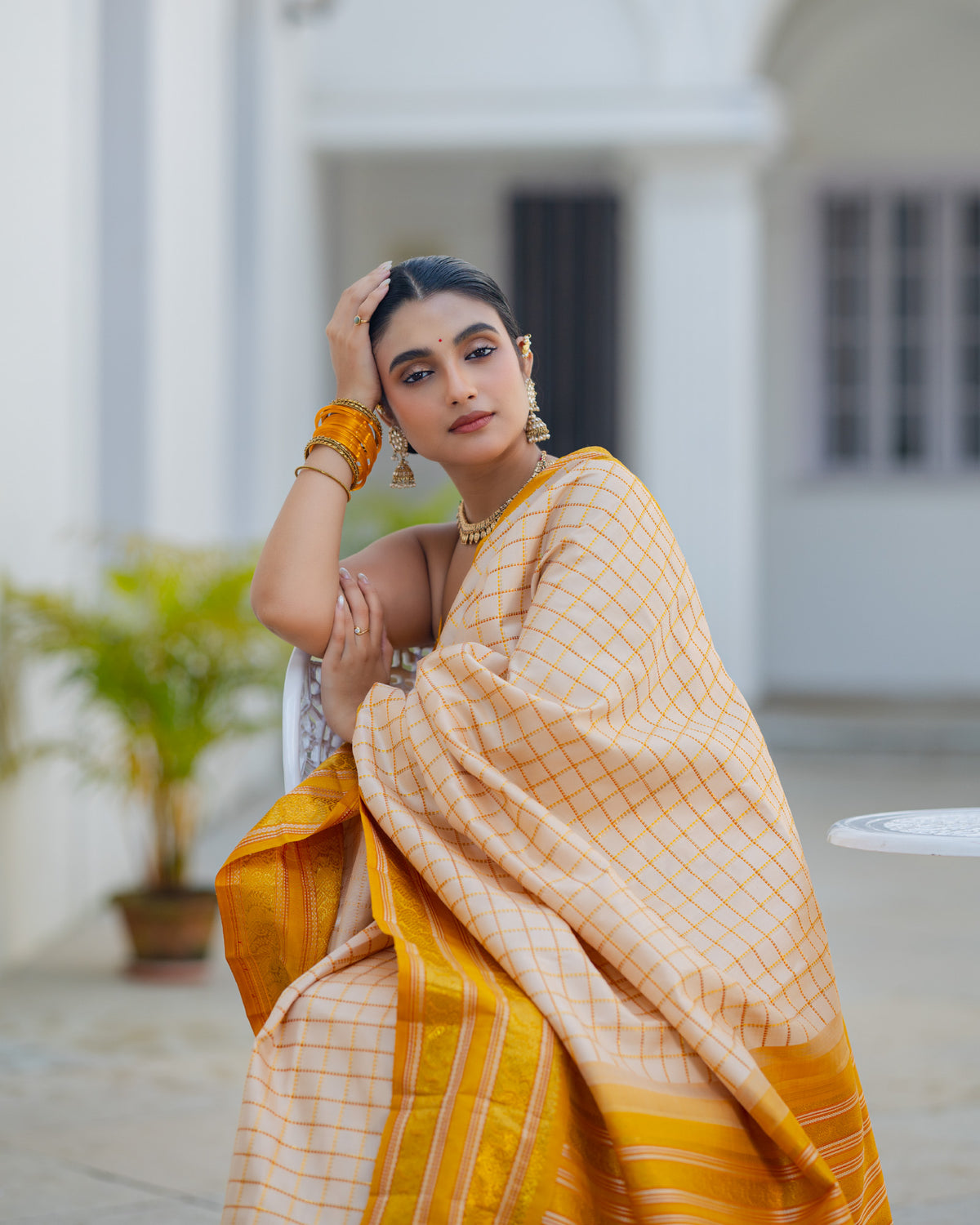 Off-White Kanchivaram Silk Saree