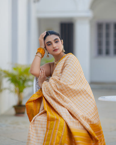 Off-White Kanchivaram Silk Saree