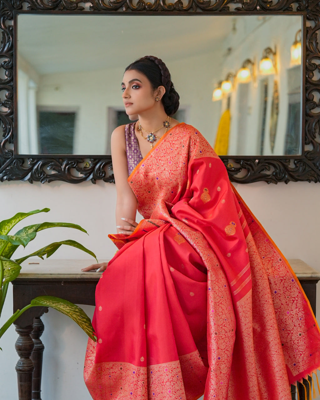Peach Kanchivaram Silk Saree