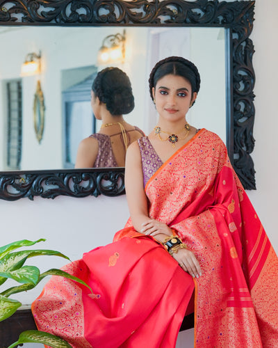 Peach Kanchivaram Silk Saree