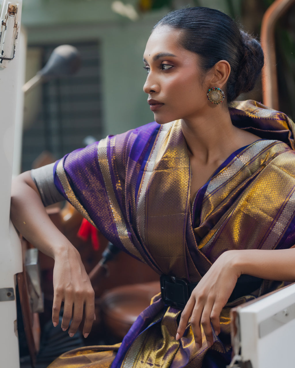 Violet Purple Kanchivaram Silk Saree