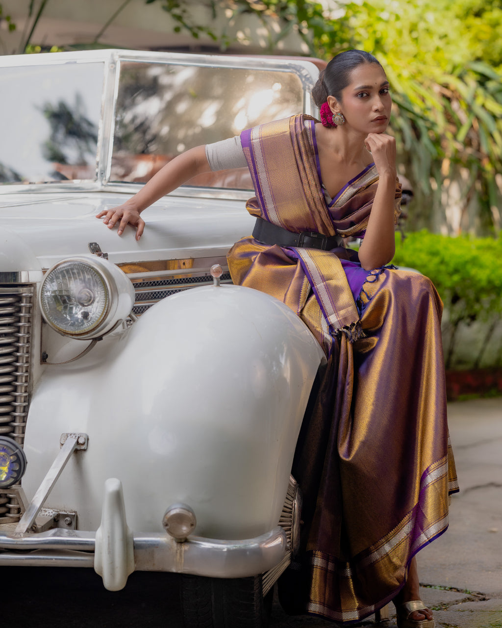 Violet Purple Kanchivaram Silk Saree
