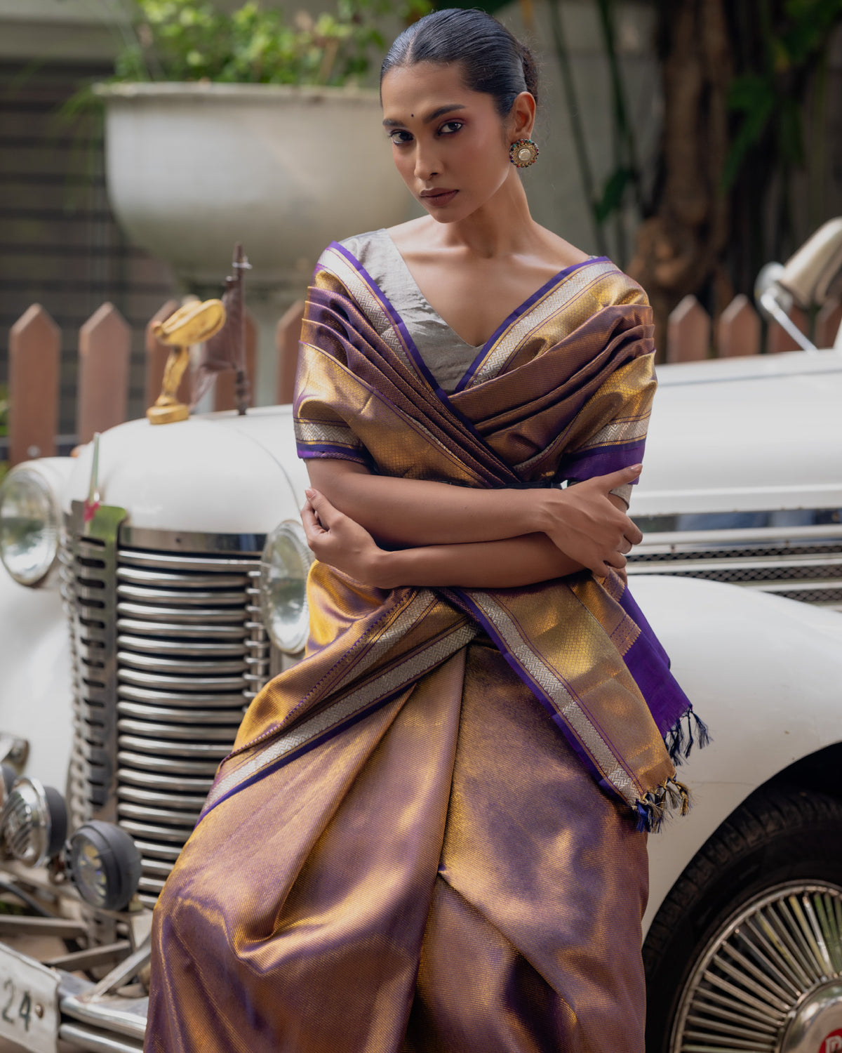 Violet Purple Kanchivaram Silk Saree