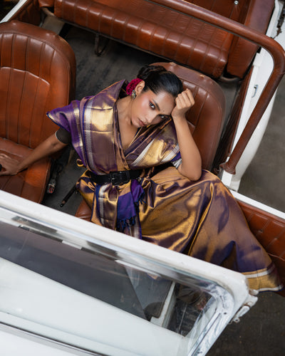Violet Purple Kanchivaram Silk Saree
