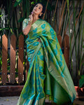 Blue and Green Kanchivaram Silk Saree
