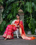 Orangish Pink Kanchivaram Silk Saree