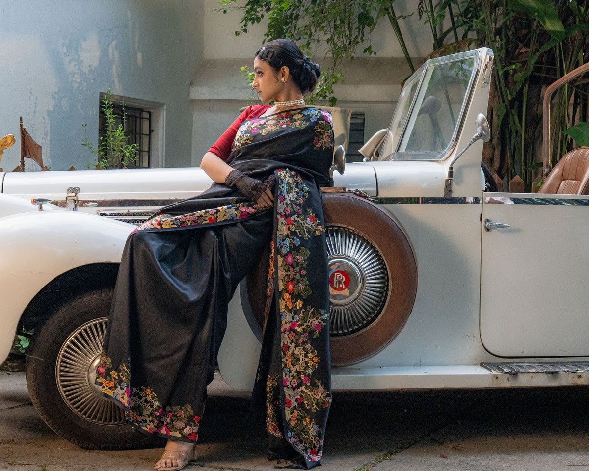 Black Banarasi Silk Saree