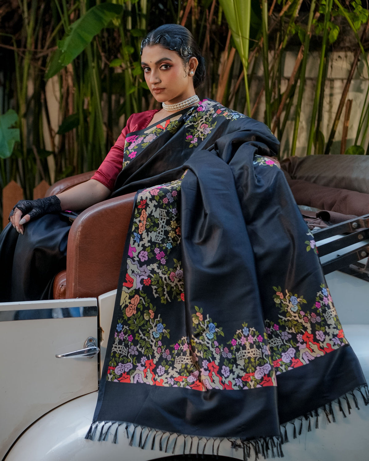 Black Banarasi Silk Saree