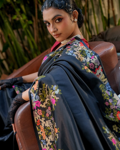 Black Banarasi Silk Saree