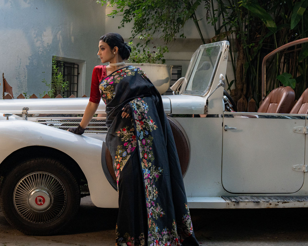 Black Banarasi Silk Saree