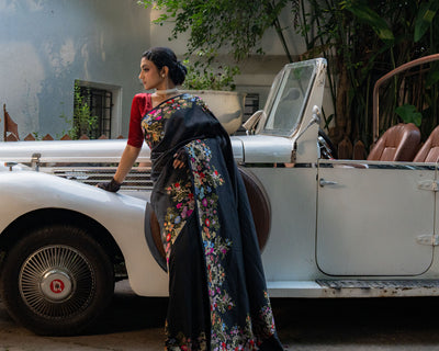 Black Banarasi Silk Saree