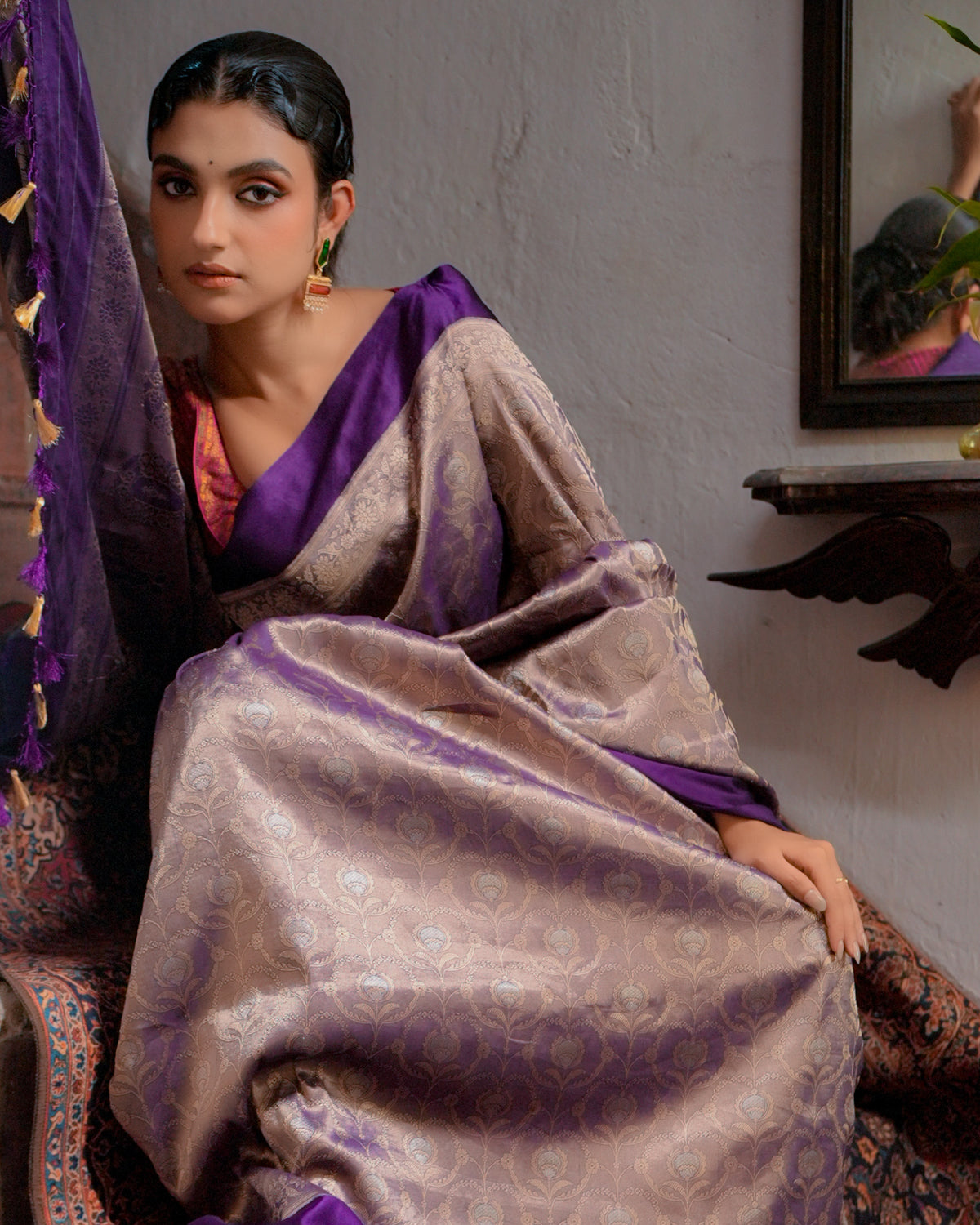 Purple Banarasi Silk Saree
