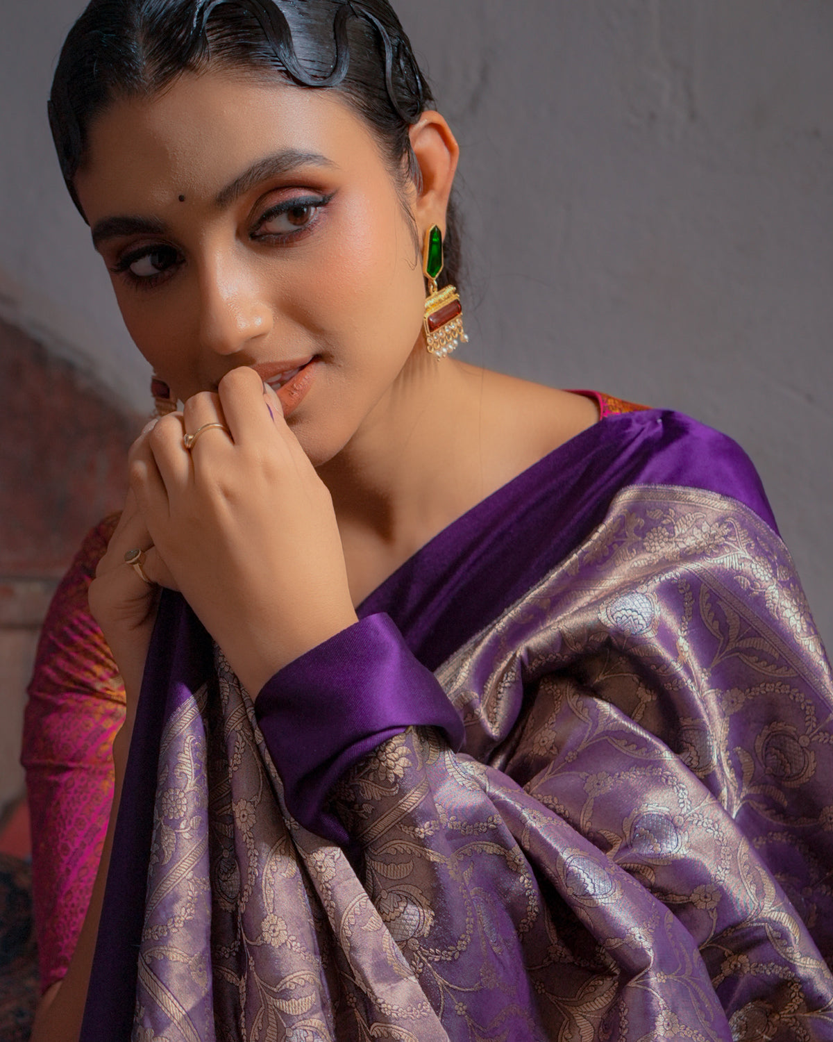 Purple Banarasi Silk Saree