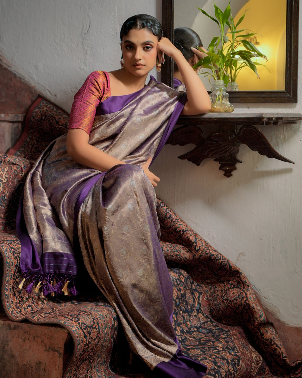 Purple Banarasi Silk Saree