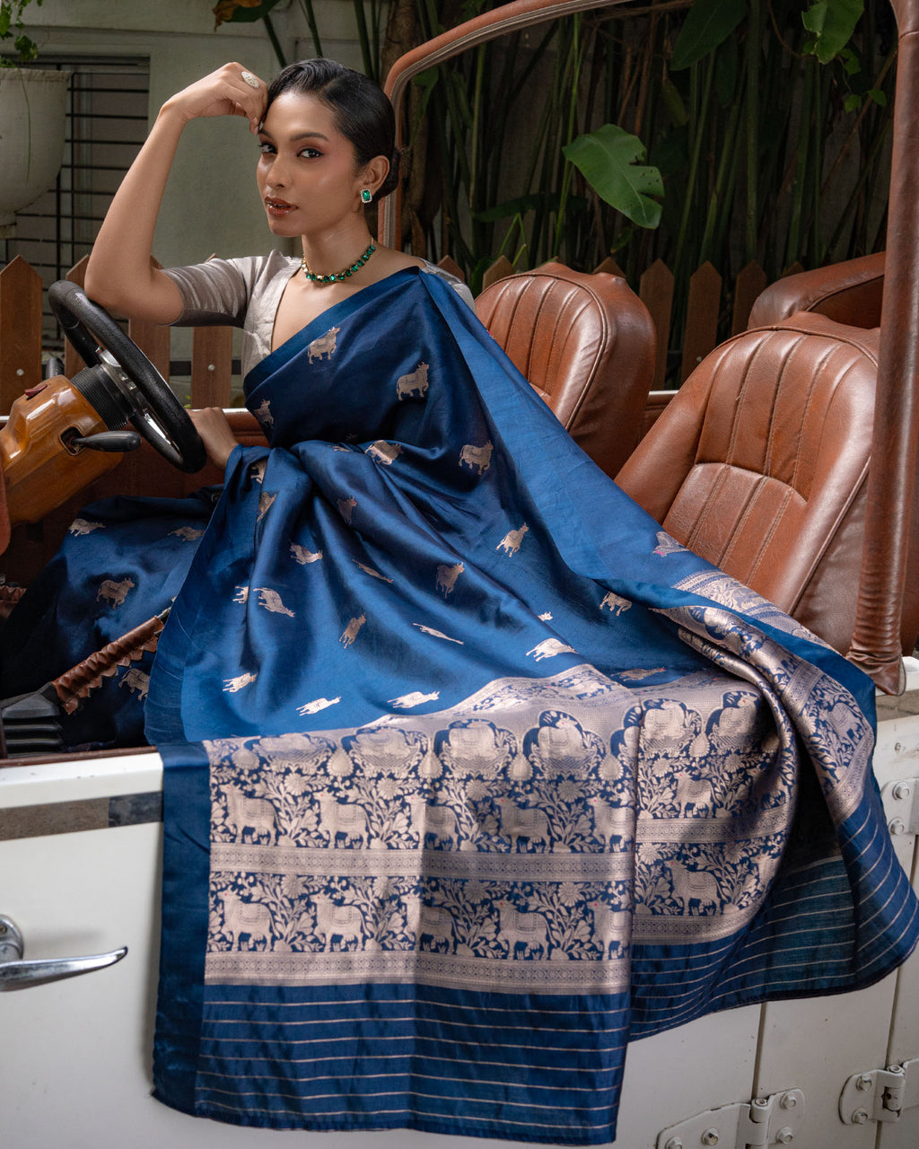 Blue Banarasi Silk Saree