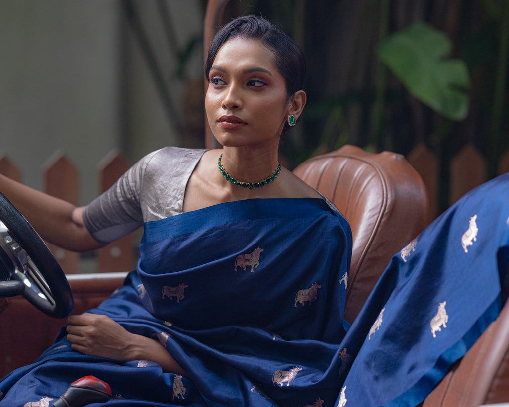 Blue Banarasi Silk Saree