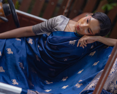 Blue Banarasi Silk Saree