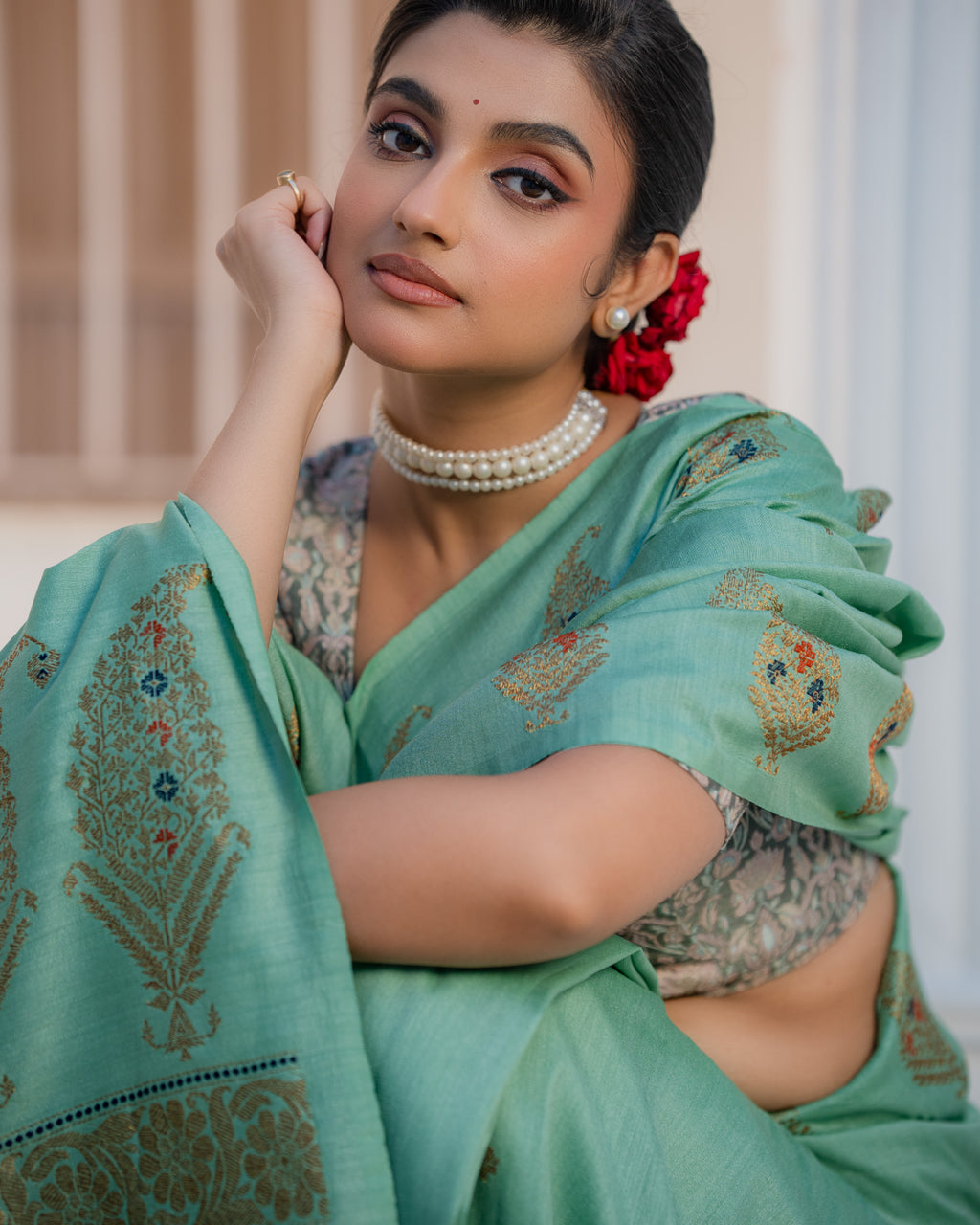 Blue Banarasi Tussar Silk