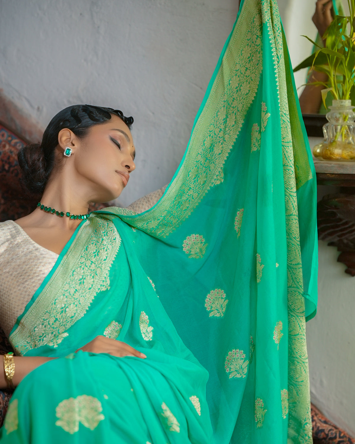 Blue Banarasi Georgette Silk