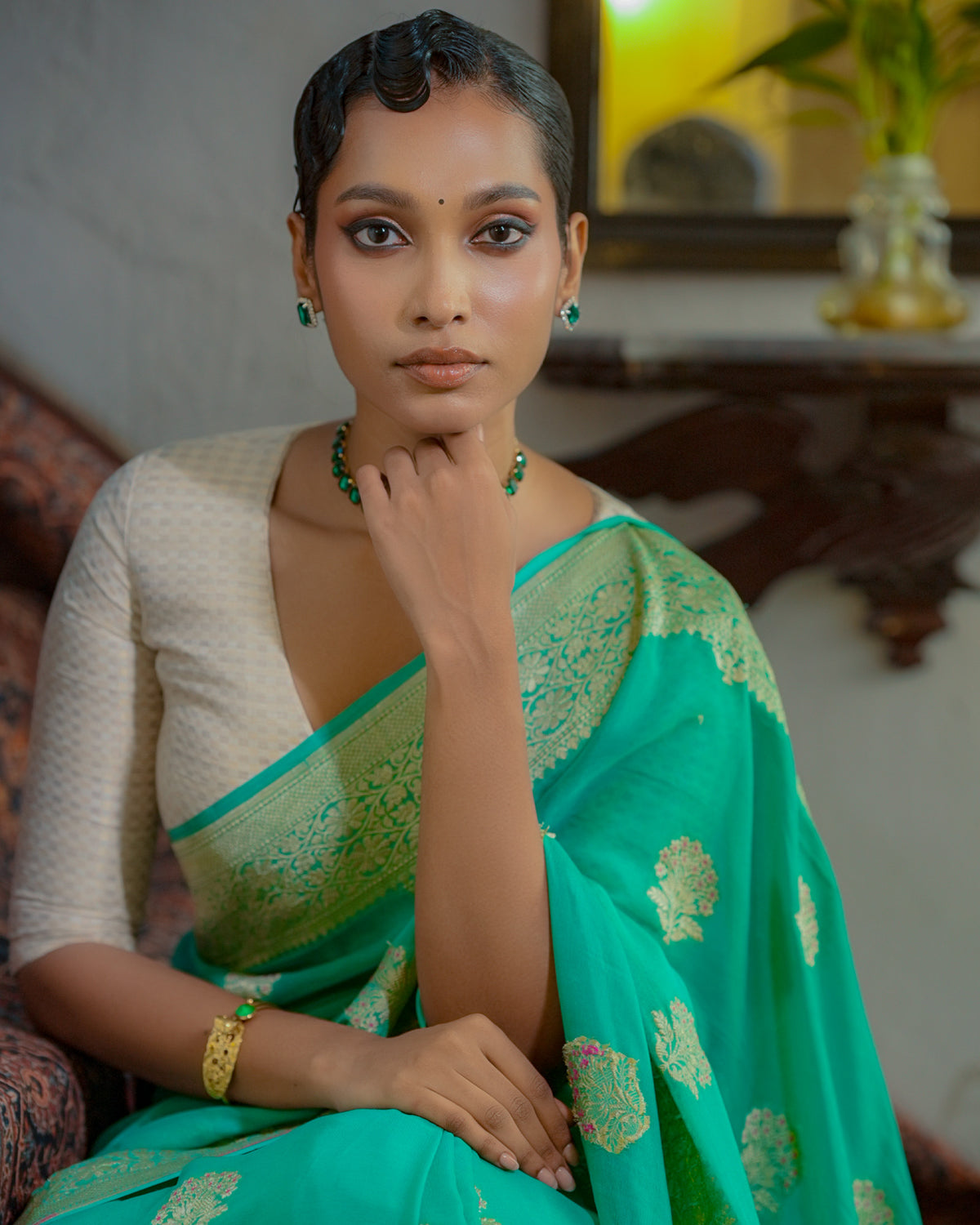 Blue Banarasi Georgette Silk