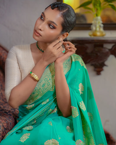 Blue Banarasi Georgette Silk