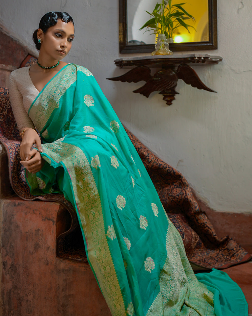 Blue Banarasi Georgette Silk