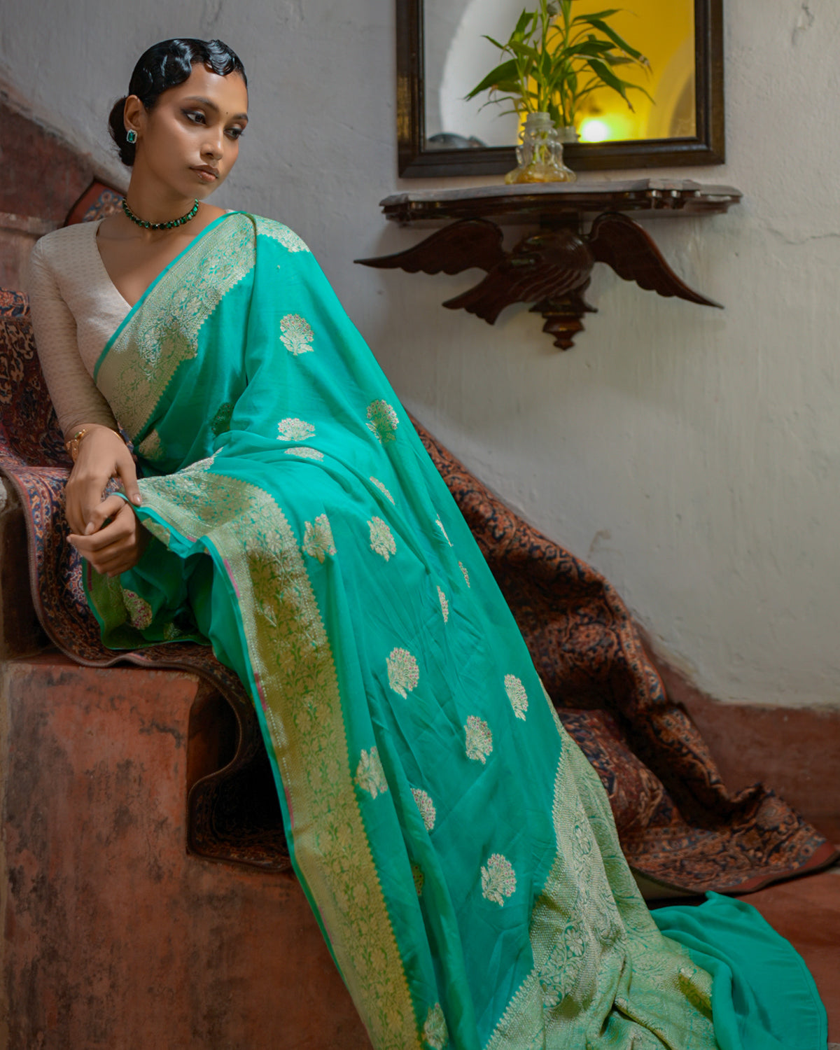 Blue Banarasi Georgette Silk